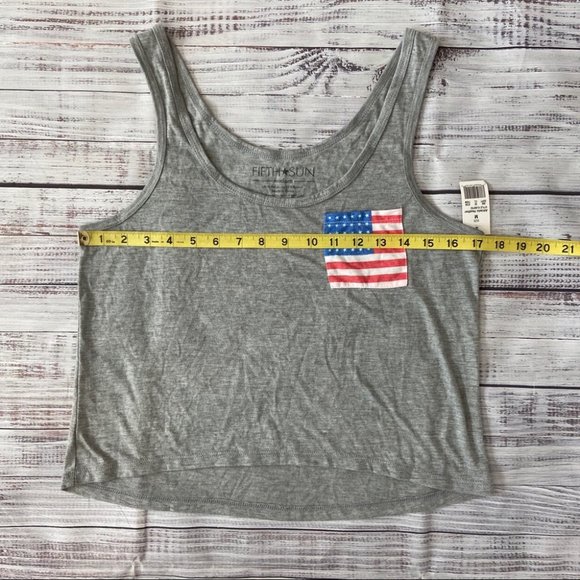Fifth Sun Gray Tank Top with Flag Pocket. Size Medium. New With Tags. - Picture 2 of 5